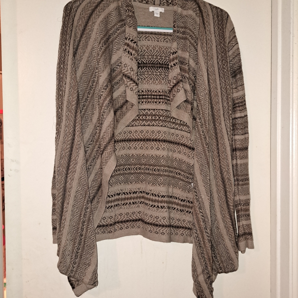 J. Jill Geometric Patterned Cardigan in Brown and Black